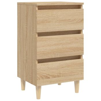 Mesita De Noche Patas Madera Maciza Roble Sonoma 40x35x69 Cm Vidaxl