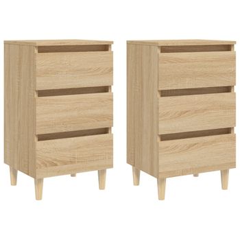 Mesitas De Noche 2 Uds Patas De Madera Roble Sonoma 40x35x69 Cm Vidaxl