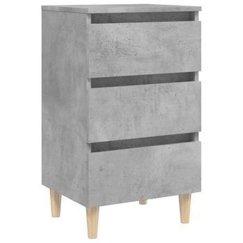 Mesita De Noche Patas Madera Maciza Gris Hormigón 40x35x69 Cm Vidaxl