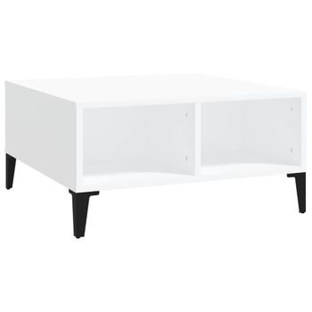 Mesa De Centro Madera Contrachapada Blanca 60x60x30 Cm Vidaxl