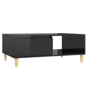 Mesa De Centro Madera Contrachapada Negro Brillante 90x60x35 Cm Vidaxl