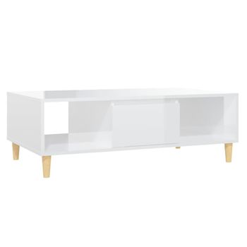 Mesa De Centro Madera Contrachapada Blanco Brillo 103,5x60x35cm Vidaxl