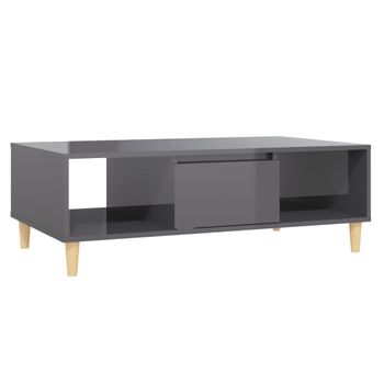 Mesa De Centro Madera Contrachapada Gris Brillo 103,5x60x35 Cm Vidaxl