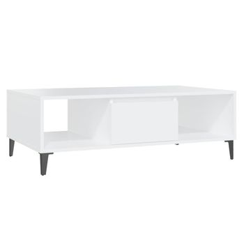 Mesa De Centro Madera Contrachapada Blanco 103,5x60x35 Cm Vidaxl