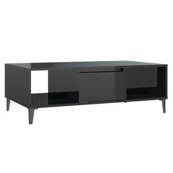 Mesa De Centro Madera Contrachapada Negro Brillo 103,5x60x35cm Vidaxl