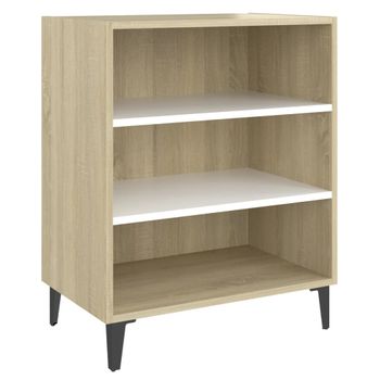 Aparador Madera Contrachapada Blanco Y Roble Sonoma 57x35x70 Cm Vidaxl