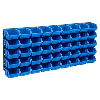 Kit De Cajas De Almacenaje 48 Pzas Paneles De Pared Azul Negro Vidaxl