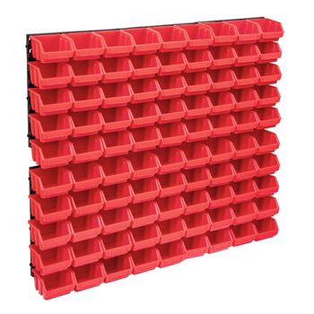 Kit De Cajas De Almacenaje 96 Pzas Paneles De Pared Rojo Negro Vidaxl