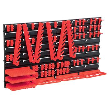 Kit De Cajas De Almacenaje 96 Pzas Paneles De Pared Rojo Negro Vidaxl