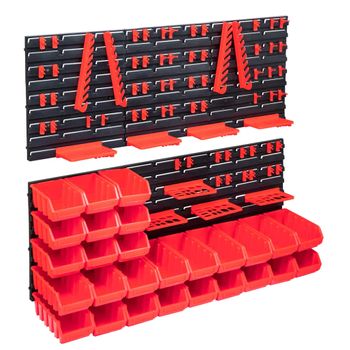 Kit De Cajas De Almacenaje 103 Pzas Paneles De Pared Rojo/negro Vidaxl