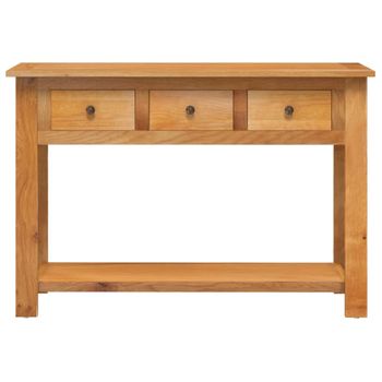 Mesa Consola De Madera Maciza De Roble 110x35x75 Cm Vidaxl