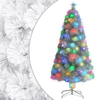 Árbol De Navidad Artificial Con Luces Fibra Óptica Blanco 120cm Vidaxl