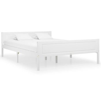 Estructura De Cama De Madera Maciza De Pino Blanca 120x200 Cm Vidaxl