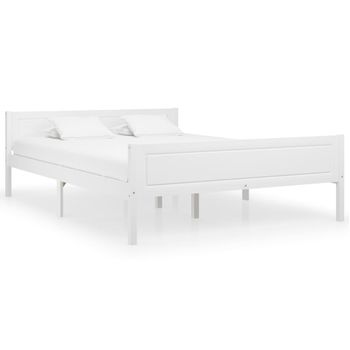 Estructura De Cama De Madera Maciza De Pino Blanca 140x200 Cm Vidaxl