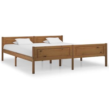 Estructura De Cama Madera Maciza Pino Marrón Miel 180x200 Cm Vidaxl