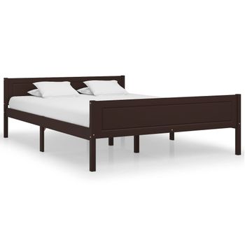 Estructura De Cama Madera Maciza Pino Marrón Oscuro 120x200 Cm Vidaxl