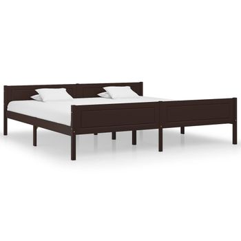 Estructura De Cama Madera Maciza Pino Marrón Oscuro 200x200 Cm Vidaxl