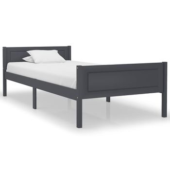 Estructura De Cama De Madera Maciza De Pino Gris 100x200 Cm Vidaxl