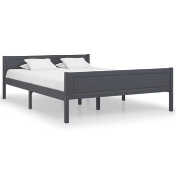 Estructura De Cama De Madera Maciza De Pino Gris 120x200 Cm Vidaxl