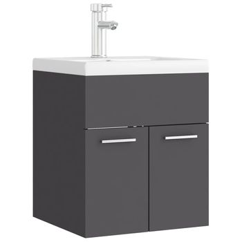 Mueble Con Lavabo Madera De Ingeniería Gris Vidaxl