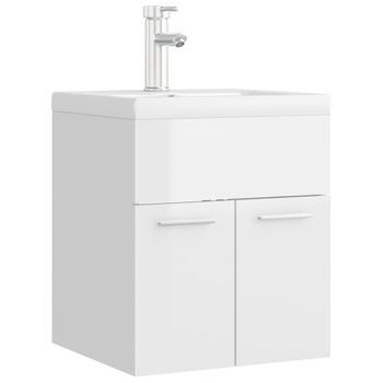 Mueble Con Lavabo Aglomerado Blanco Brillante Vidaxl