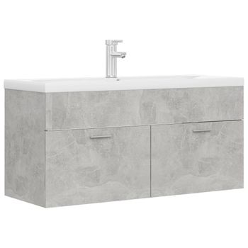 Mueble Con Lavabo Madera De Ingeniería Gris Hormigón Vidaxl