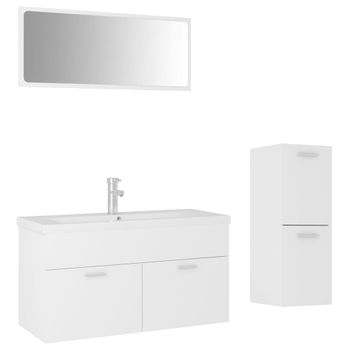 Columna De Baño Aruba 4 Puertas 1 Cajón Blanco Brillo