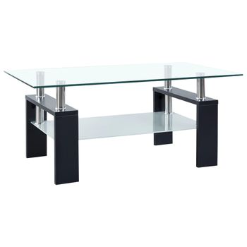 Mesa De Centro Vidrio Templado Negro Transparente 95x55x40 Cm Vidaxl