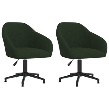 Sillas De Comedor Giratorias 2 Unidades Terciopelo Verde Oscuro Vidaxl