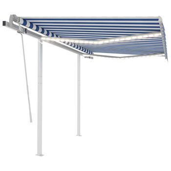 Toldo Manual Retráctil Con Led Azul Y Blanco 3x2,5 M Vidaxl