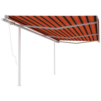 Toldo Retráctil Automático Con Postes Naranja Y Marrón 6x3,5 M Vidaxl