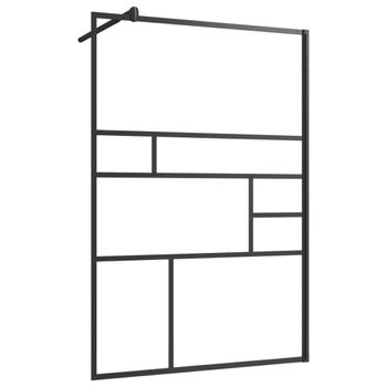 Mampara Ducha Accesible Vidrio Esg Transparente Negro 115x195cm Vidaxl