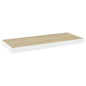 Estante Flotante De Pared Mdf Roble Y Blanco 60x23,5x3,8 Cm Vidaxl