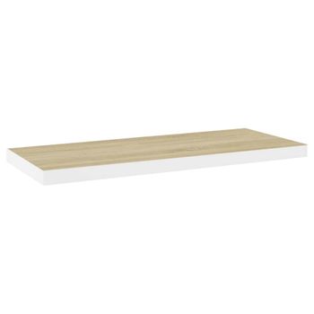 Estante Flotante De Pared Mdf Roble Y Blanco 80x23,5x3,8 Cm Vidaxl