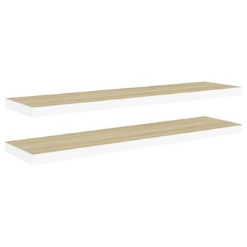 Estante flotante de pared blanco y roble MDF 40x23x3,8 cm - referencia  Mqm-326570