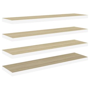 Estante esquinero de pared roble y blanco de 13.7 x 13.7 x 1.4 pulgadas,  estante de esquina de MDF para dormitorio, cocina, estantes de pared,  estante