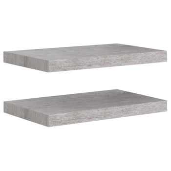 Estantes Flotantes Pared 2 Uds Mdf Gris Hormigón 50x23x3,8 Cm Vidaxl