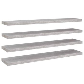 Estante Flotante Pared 4 Uds Mdf Gris Hormigón 120x23,5x3,8 Cm Vidaxl