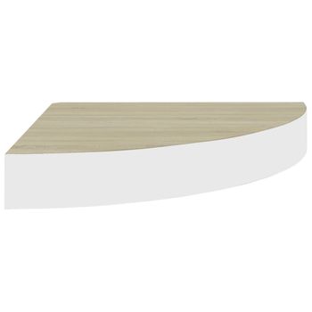 Estante De Esquina De Pared Mdf Roble Y Blanco 35x35x3,8 Cm Vidaxl