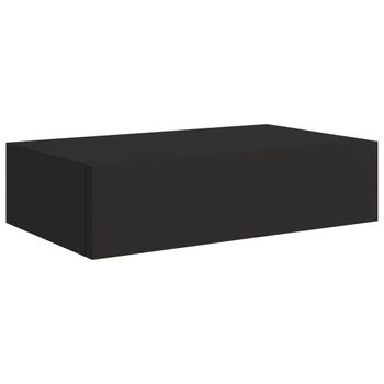 Estante Con Cajón De Pared Mdf Negro 40x23,5x10 Cm Vidaxl