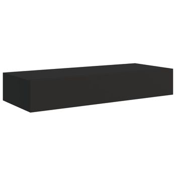 Estante Con Cajón De Pared Mdf Negro 60x23,5x10 Cm Vidaxl