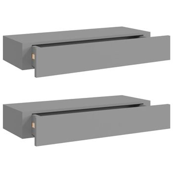 Estantes De Pared Con Cajón 2 Uds Mdf Gris 60x23,5x10 Cm Vidaxl