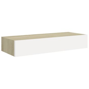 VidaXL Estante con cajón de pared MDF roble y blanco 40x23,5x10 cm