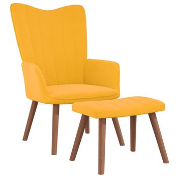 Sillón De Relax Con Taburete Terciopelo Amarillo Mostaza Vidaxl