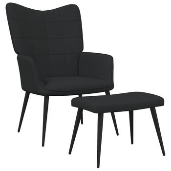 Silla De Relajación Con Reposapiés Tela Negro Vidaxl