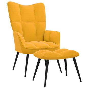 Sillón De Relax Con Taburete Terciopelo Amarillo Mostaza Vidaxl