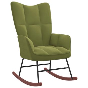 Silla Mecedora De Terciopelo Verde Claro Vidaxl