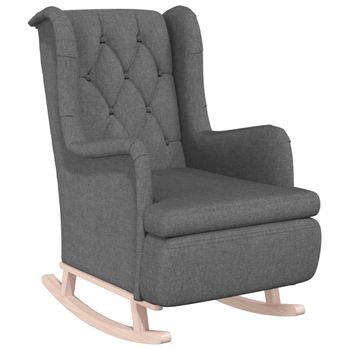 HOMCOM Silla Mecedora Tapizada en Lino y Cuero Sillón Balancín Relax con  Asiento Acolchado y Reposabrazos 42x46x47 cm Gris