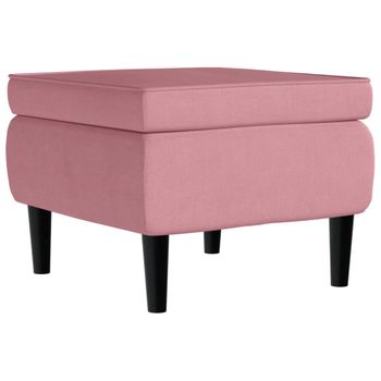 Taburete Con Patas De Madera Terciopelo Rosa Vidaxl