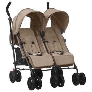 Carrito Para Gemelos De Acero Gris Taupe Vidaxl